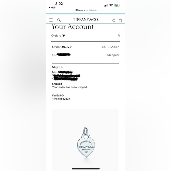 Original Tiffany Heart Pendant - Picture 3 of 4